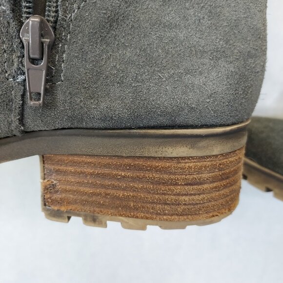 Lucky Brand Heeled Boot Women 10 Harleen Over the Knee Grey Suede Riding Stretch - Picture 7 of 16